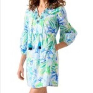Tommy Bahama size XSP NWOT sea fronds split neck cotton mini dress‎